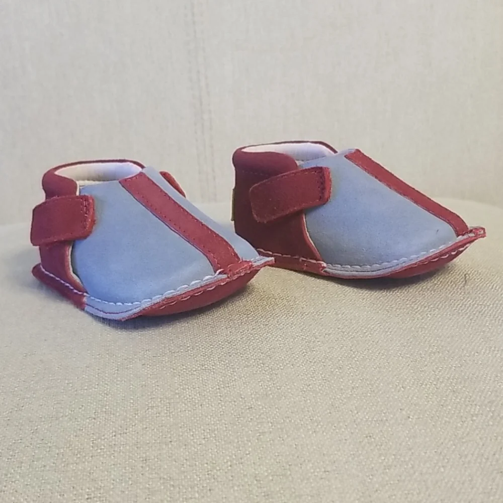 Pipit Striped Toddler Shoes in Sky/Red
